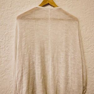 CLUB MONACO White Knit Linen Cardigan Short Sleeve